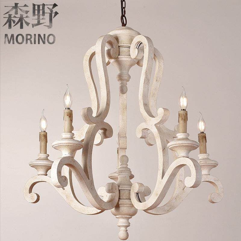 森野照明 美式乡村木头灯客厅卧室别墅民宿阳台创意法式木头吊灯