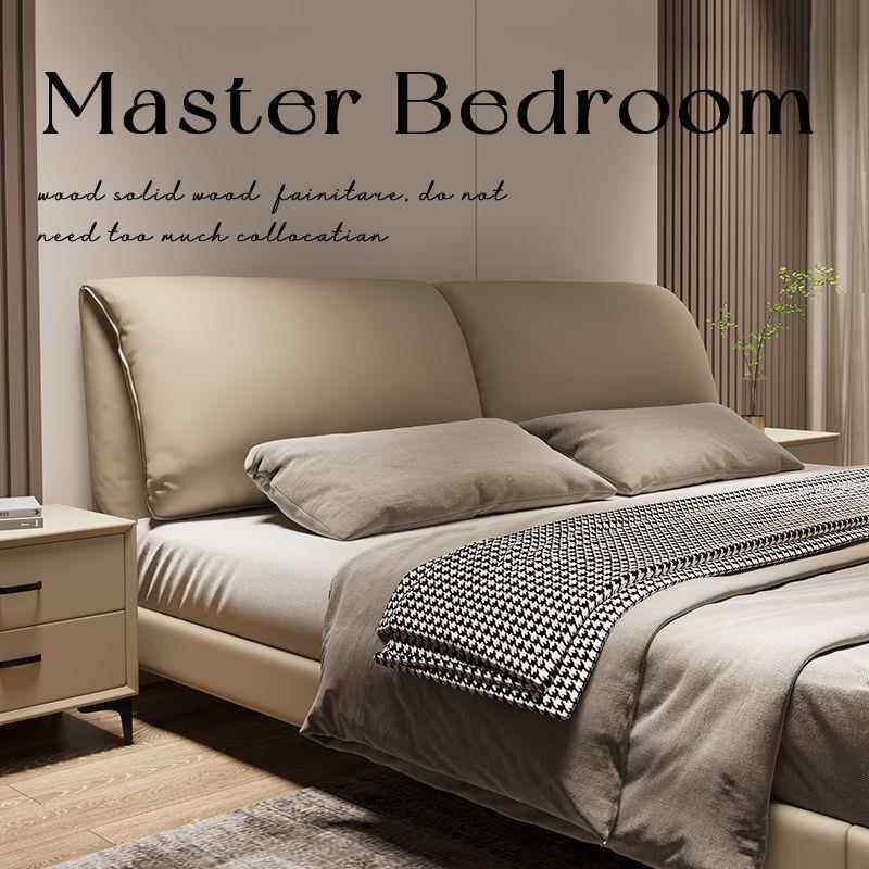 大象耳朵真皮床轻奢现代简约主卧大床双人大气意式极简婚床皮艺床