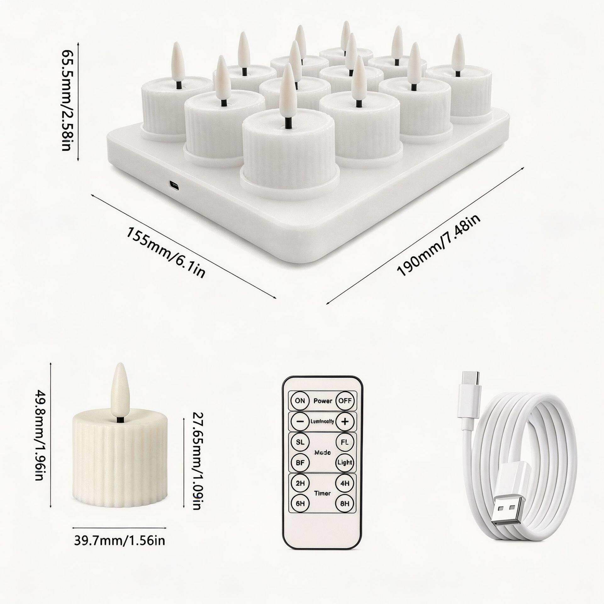 电子焟灯仿真蜡烛灯跳动火焰遥控蜡烛灯充电款TypeC12座定时