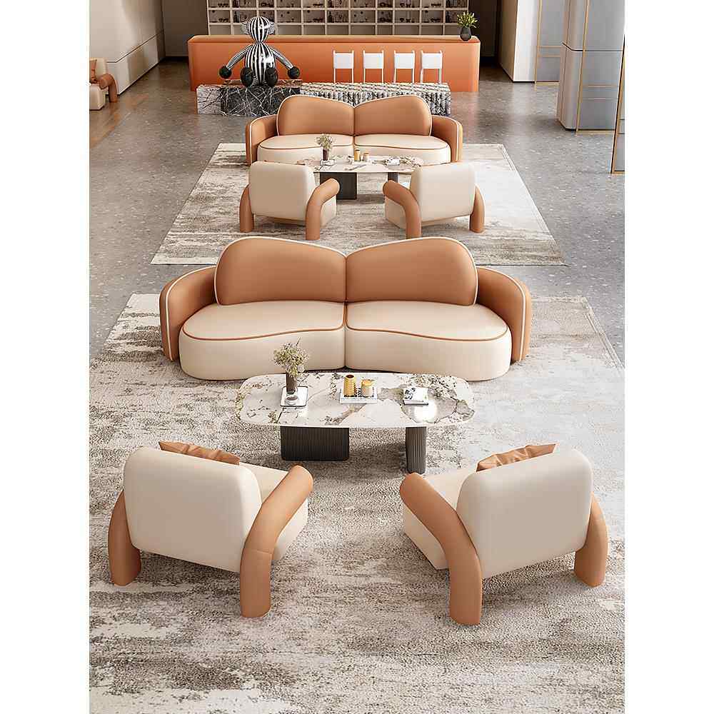 商务接待沙发茶几组合轻奢售楼处休闲办公室酒店大堂会客洽谈桌椅