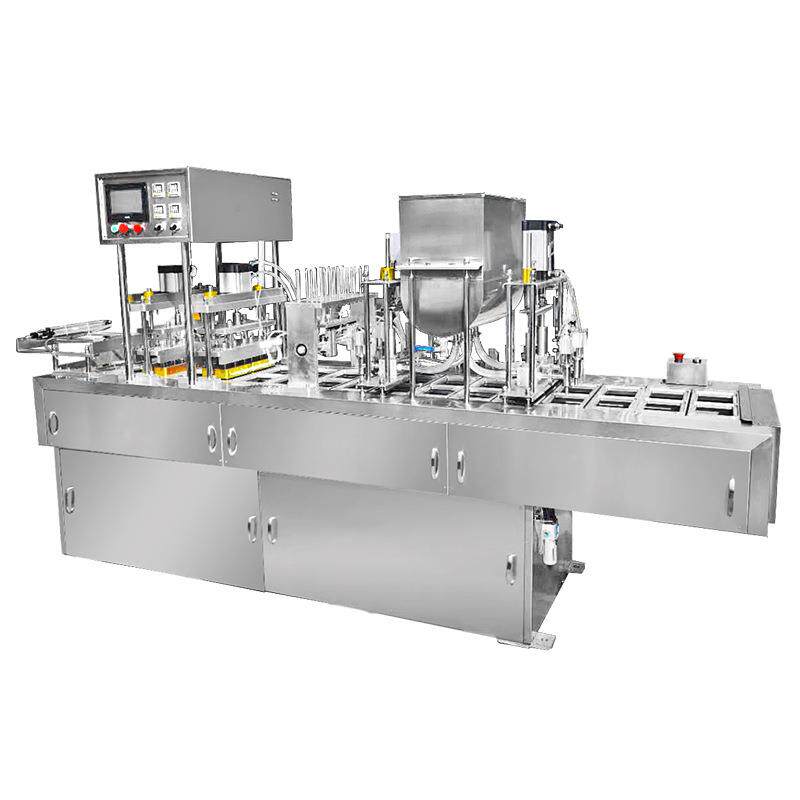 奶茶全自动灌装封杯机连续灌装封口机自动落杯铝箔片膜封杯机设备