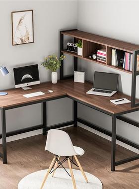转角书桌电脑台式架家用学生简约桌子卧室一体书桌桌书合17308组