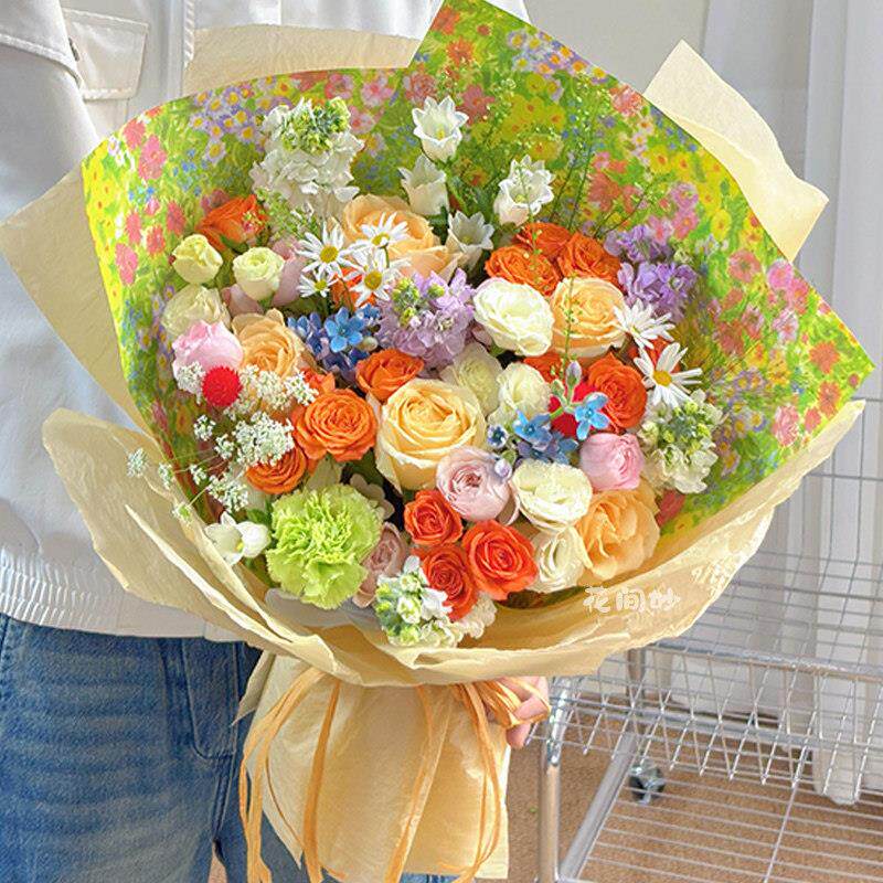 小众多巴胺混搭花束仿真花成品浪漫装饰生日520礼物送女友闺蜜