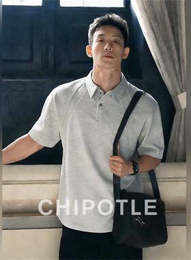 韩国CHIPOTLE美式重磅灰色polo衫男2026春季新款时尚百搭短袖t恤