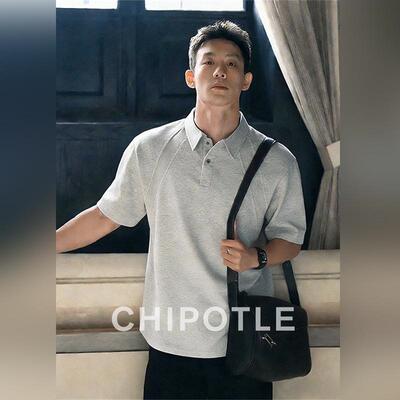 韩国CHIPOTLE美式重磅灰色polo衫男2026春季新款时尚百搭短袖t恤