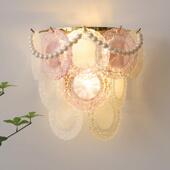 法式 宫廷轻奢甜甜圈珍珠玻璃壁灯浪漫仙气卧室床头壁灯玄关走道灯