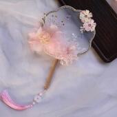 圆扇旗袍女孩古扇胭脂化妆扇特别舞蹈仙女古风舞蹈汉代配件手持