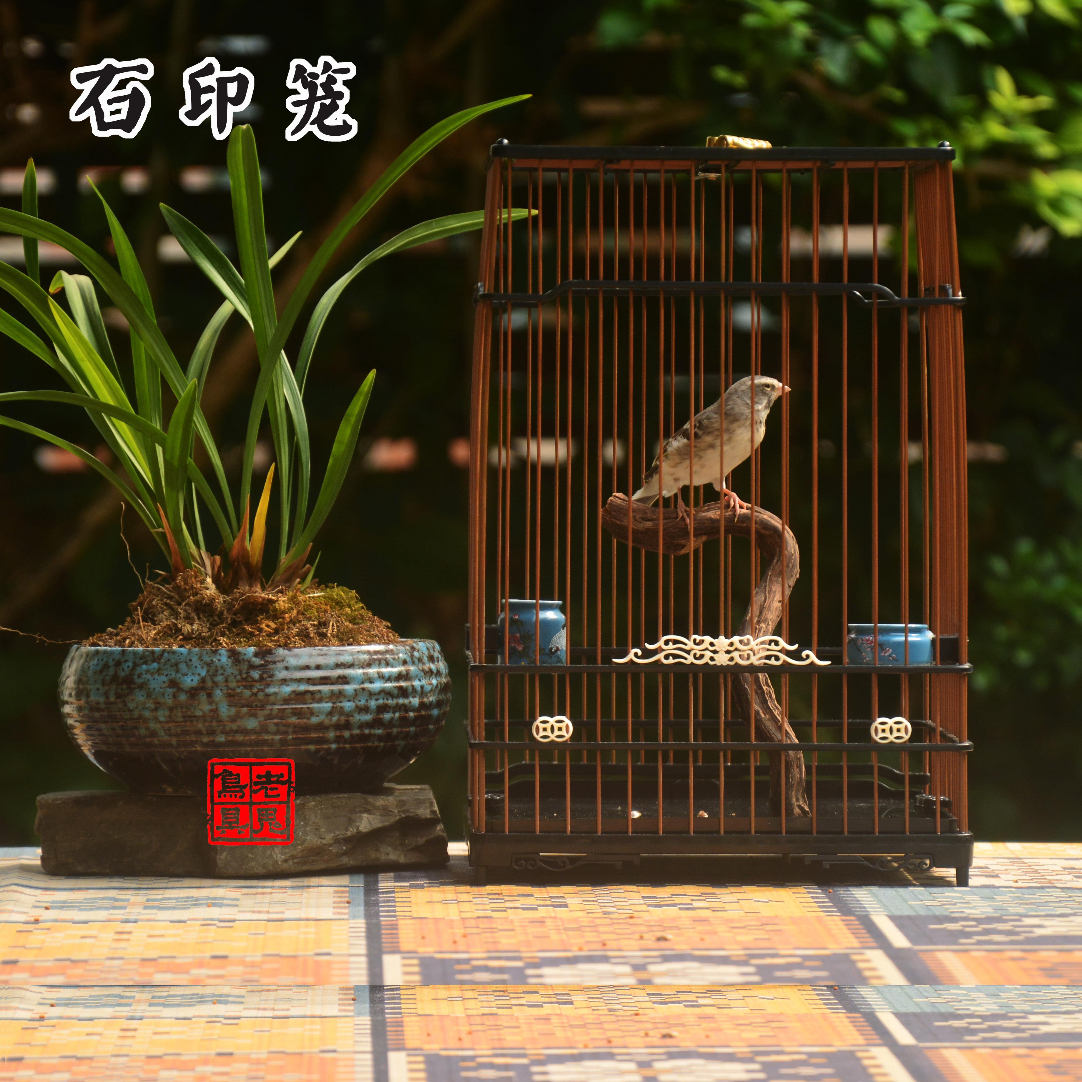 啾鸣轩石印笼 鸟笼塑胶材质 黄雀玉鸟专用绣眼亮笼