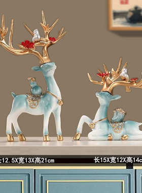 创意流沙摆件鹿摆件生财有路电视柜家居客厅书房玄关装饰乔迁礼品