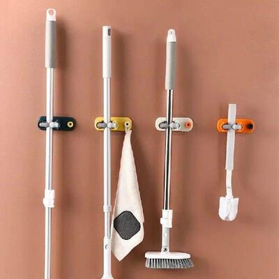 Wall Mounted Mop Holder Bathroom Self-adhesive Broom Hanger