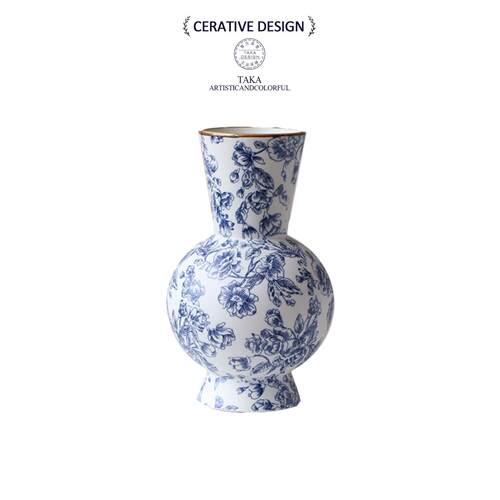 宋氏美学设计师集合店青花瓷花瓶摆件客厅插花复古风高级感新中式