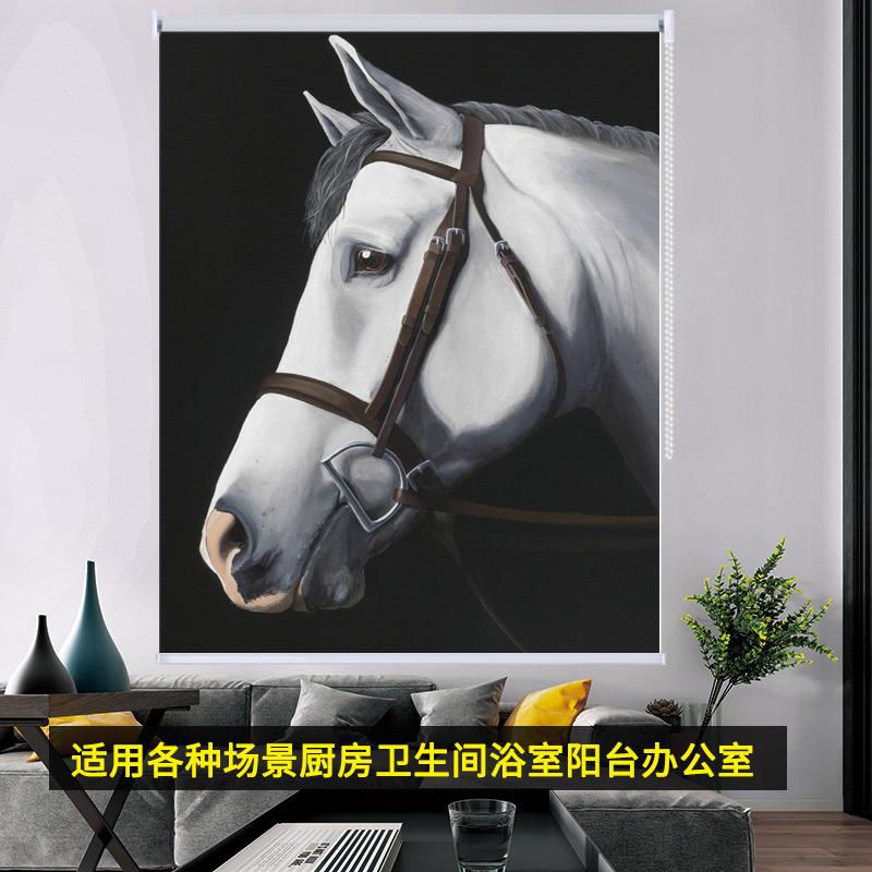 简易窗帘北欧免打孔安装卫生间厨房窗户遮光防水防晒拉帘家用升降