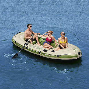 bestway充气船漂流船橡皮艇双人独木舟钓鱼冲锋舟户外加大钓鱼船