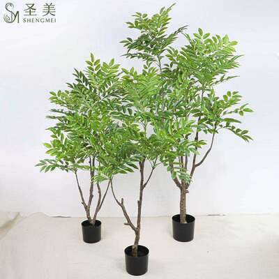 外贸仿真绿植漆木树南天竹酒店办公室家居装饰摆件仿生绿植