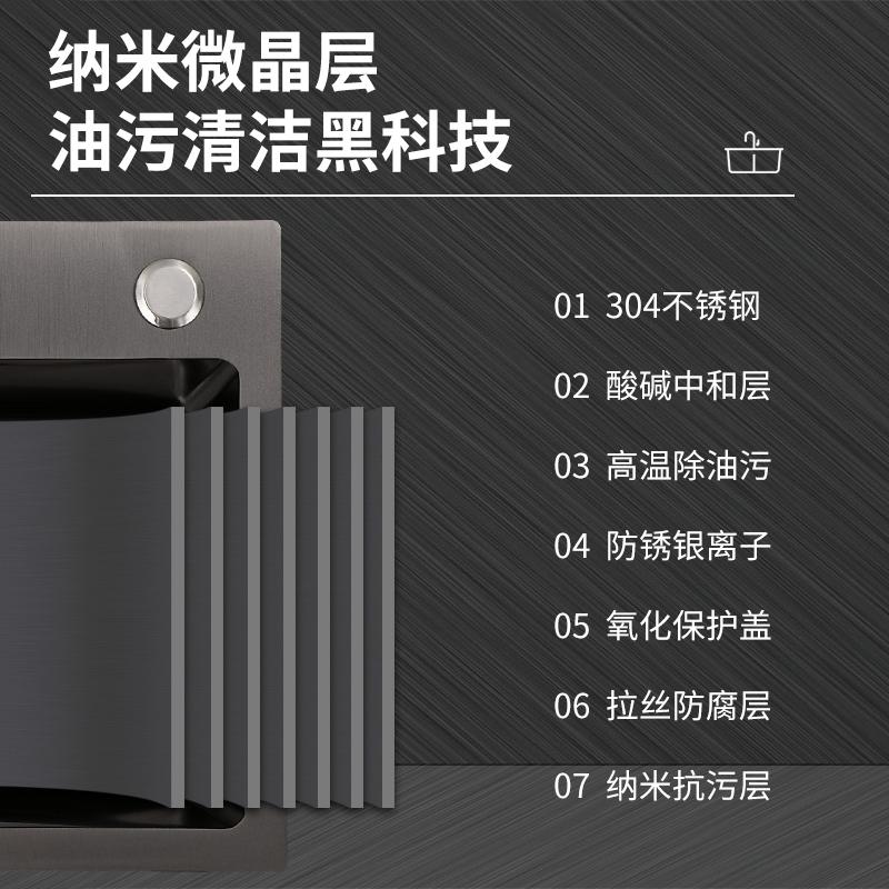 黑色纳米304不锈钢手工水槽小号单槽厨房单盆迷你阳台吧台洗菜盆