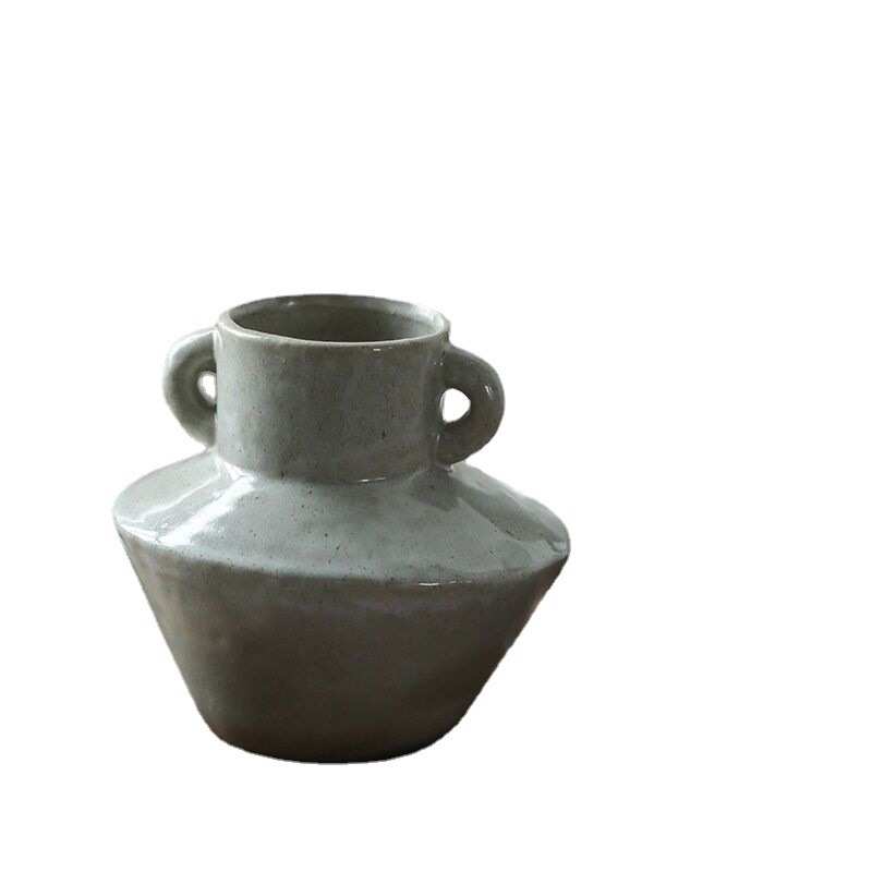 侘寂风简约陶瓷花瓶插花 艺术日式粗陶装饰干花民宿摆件批发