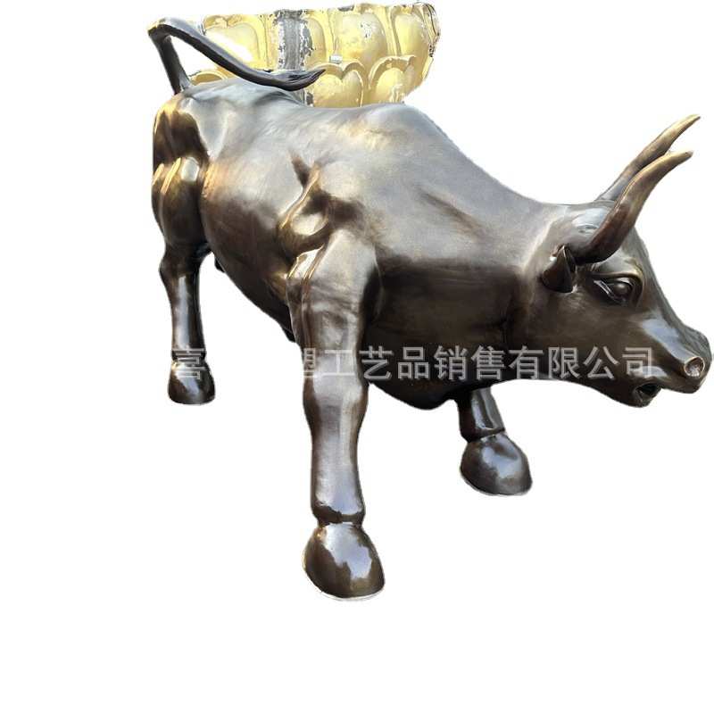 铜6定制大型奋米雕塑大厅华尔街斗牛铸铜牛摆件长牛.股市商业街1