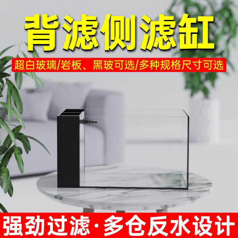 背滤侧滤溪流淡水海水通用岩板超白桌面小型生态鱼缸小丑珊瑚