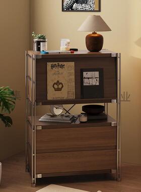 置物柜中古风翻门杂志展示柜落地餐柜客厅卧室床头柜沙发矮柜