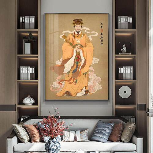 柴荣关羽子贡比干财神爷挂画入户玄关装饰画家用供奉佛堂墙壁画