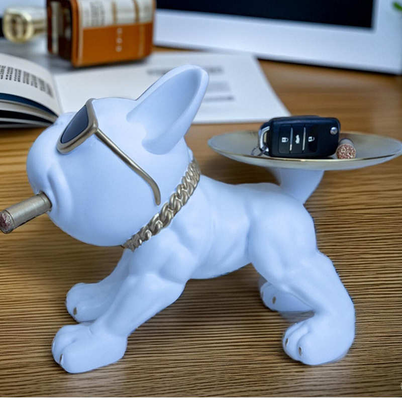 法斗犬收纳托盘放钥匙摆件玄关门口壁柜鞋柜高档装饰乔迁新居礼品