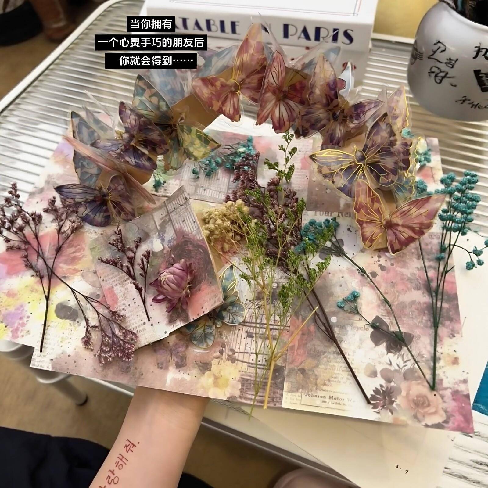 蝴蝶干花立体书手工diy材料包创意炫彩烫金手账礼物送女朋友闺蜜