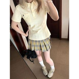 学院风修身 小田町jk日系甜辣妹简约POLO衫 新款 短袖 显 T恤女夏季