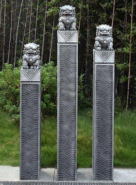 拴马桩彷石雕庭院装饰乔迁入户玄关狮子麒麟貔貅禅意中式落地摆件