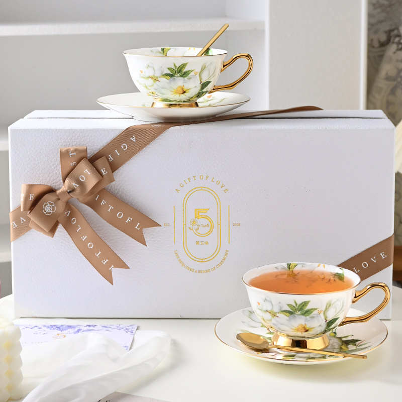 第五味咖啡杯子高档精致骨瓷高级感轻奢陶瓷英式下午茶具套装礼盒