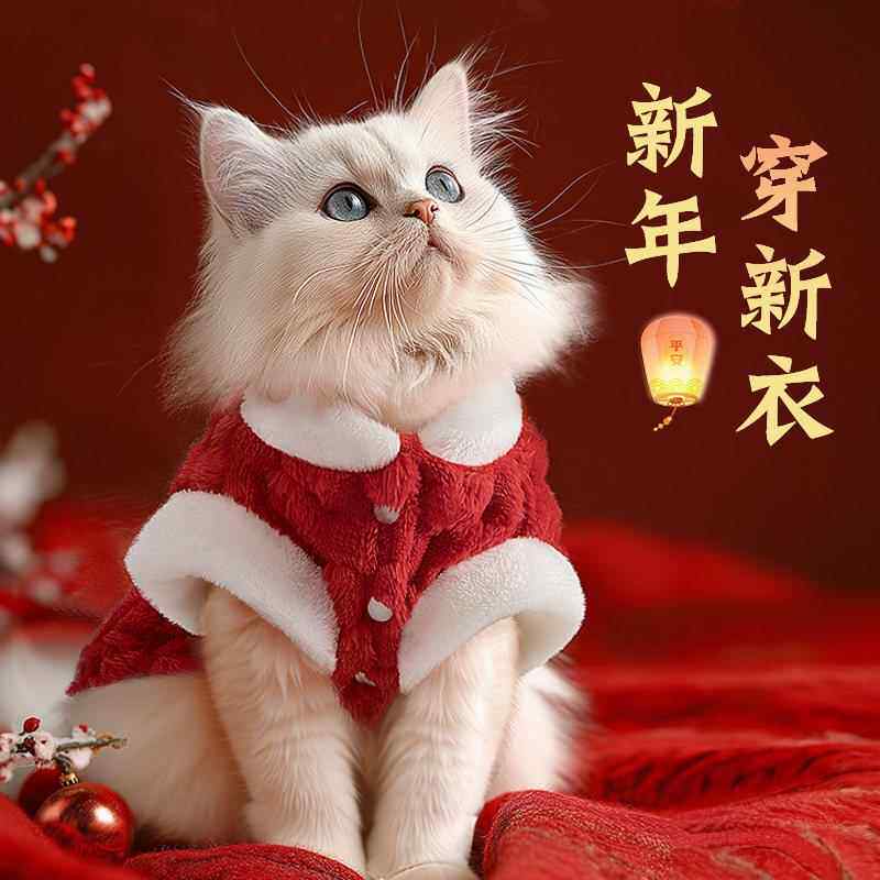 采购产品小猫和猫新年衣服,加厚,温暖和天鹅绒,宠物木偶背心,