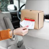 车载纸巾盒大容量车用扶手箱绑带汽车内饰品座式 创意餐巾抽纸盒套