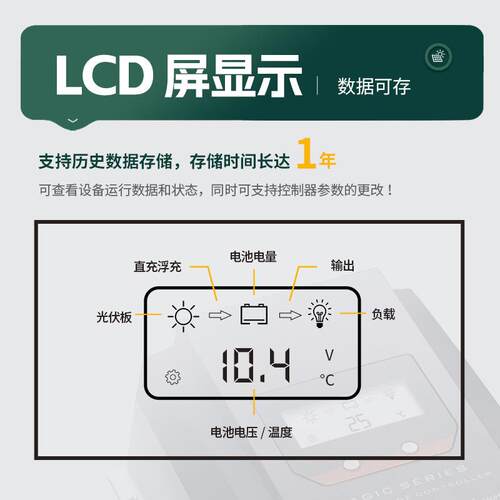 天盈M太阳能专数显控制器PP用T自动通性光10A MPPT伏充电器供电用