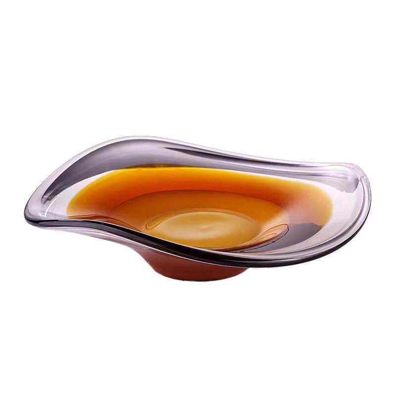 简约轻奢水晶玻璃水果盘茶色客厅茶几餐桌收纳盘装饰托盘高级摆件