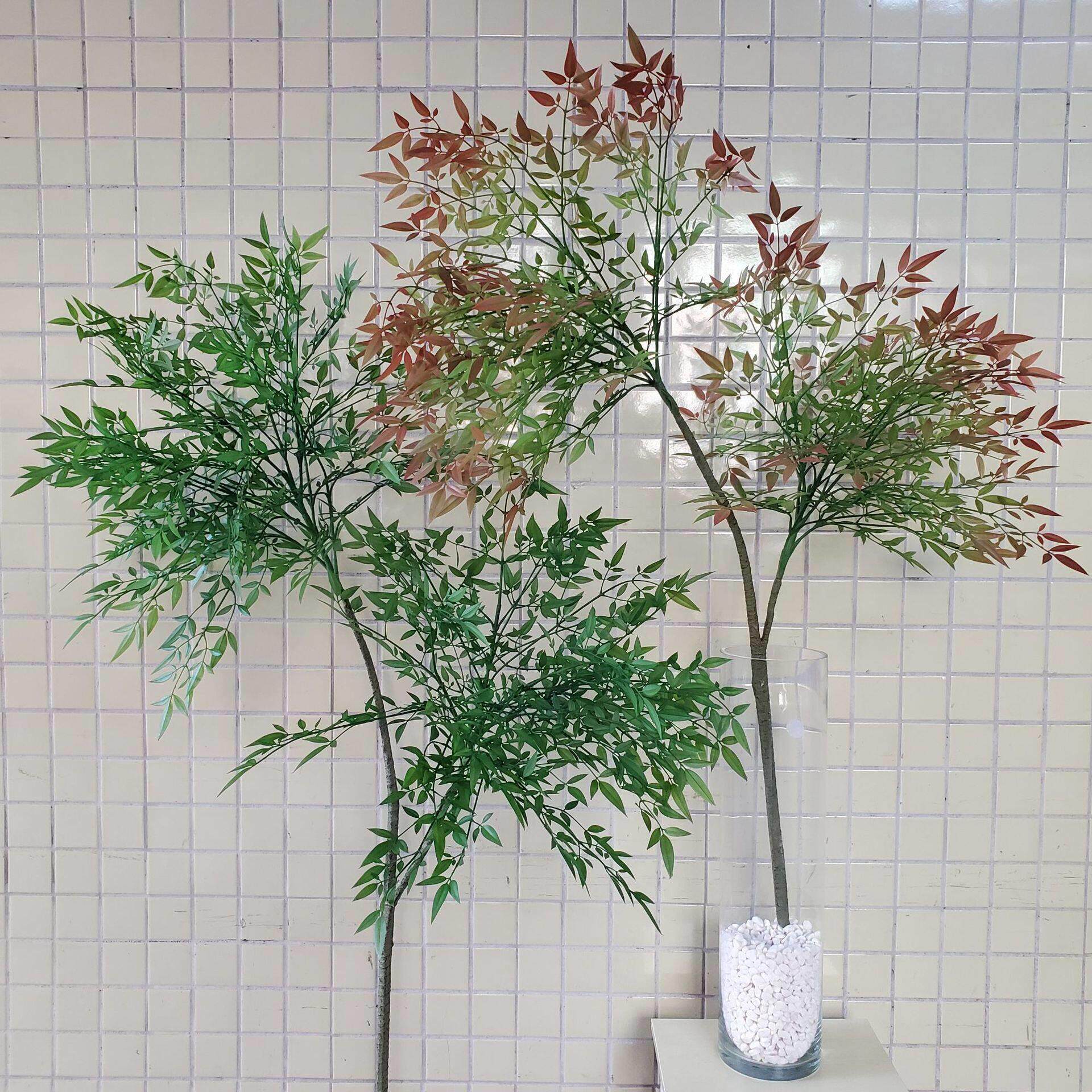 仿真植物大枝南天竹新中式家居酒店样板间景观装饰婚庆设计叶