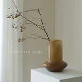 拿铁渐变豹纹高品质手工琉璃花瓶 中古侘寂摆件批发 玻璃花器插花