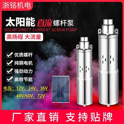 太阳能直流泵12v24v6v48v60v72v高扬程直流螺杆泵DCSOLPUMP