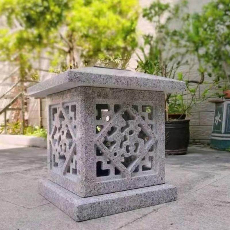 太阳能日式石材灯笼石灯笼大理石青石仿古大门柱头装饰灯美观大气