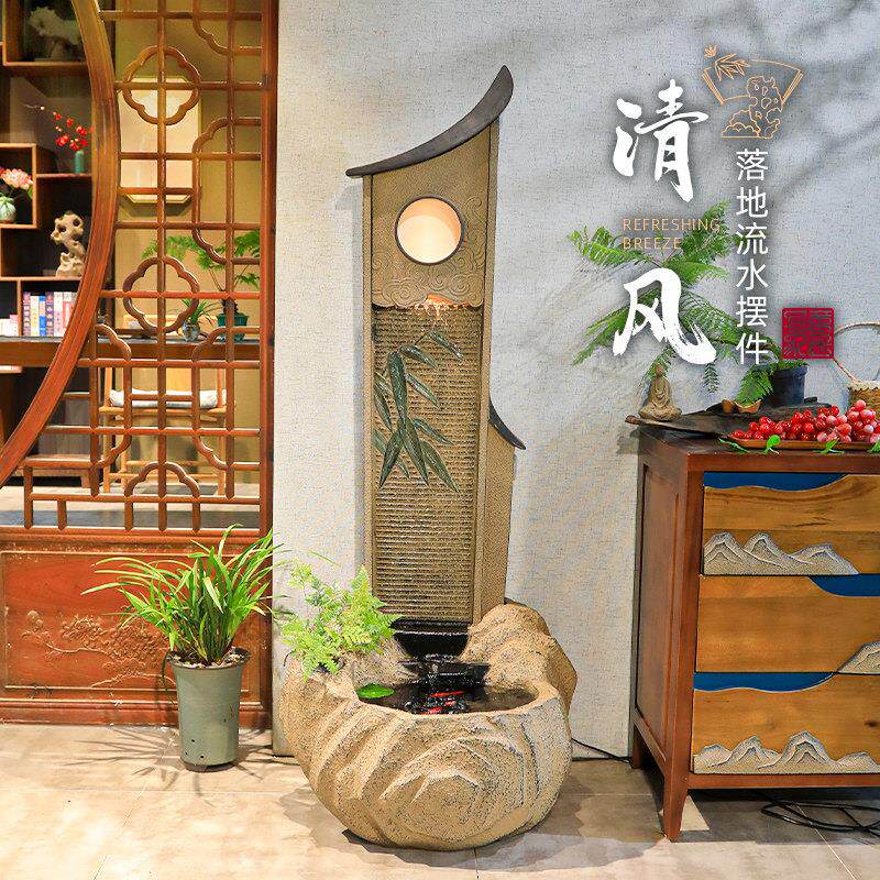 新中式客厅室内循环水落地摆件景观装饰户外庭院阳台流水鱼池造景