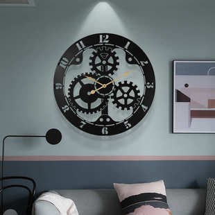热卖 饰钟表批发 批发复古铁艺齿轮挂钟客厅时钟创意客厅酒吧装