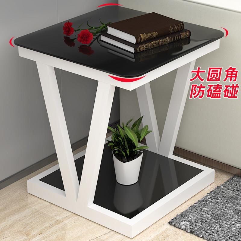 小茶几迷你玻璃沙发桌床边桌正方形方形茶几边几角几小方桌客厅小