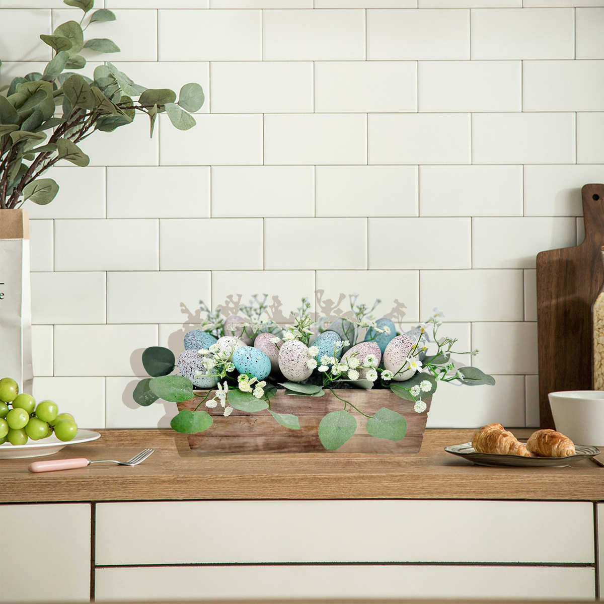 美美复活节仿真木盆鸡蛋盆栽春季摆件家居布置装饰道具,鲜花速递/花卉仿真/绿植园艺,仿真绿植,淘宝优惠券,粉丝福利购,淘宝优惠卷