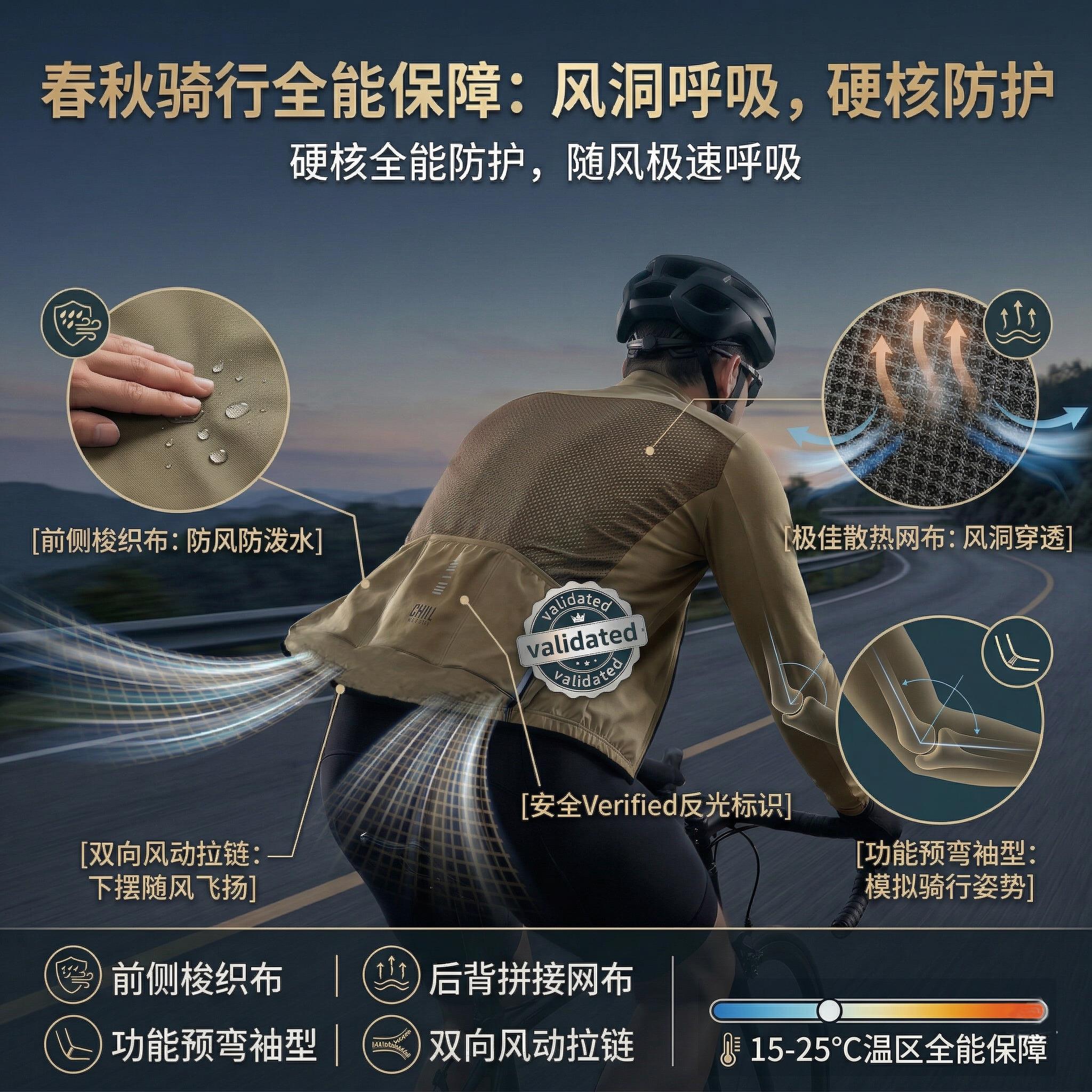 骑行服秋款长袖男女同款专业防水防风收纳式自行车衣裤骑行外套
