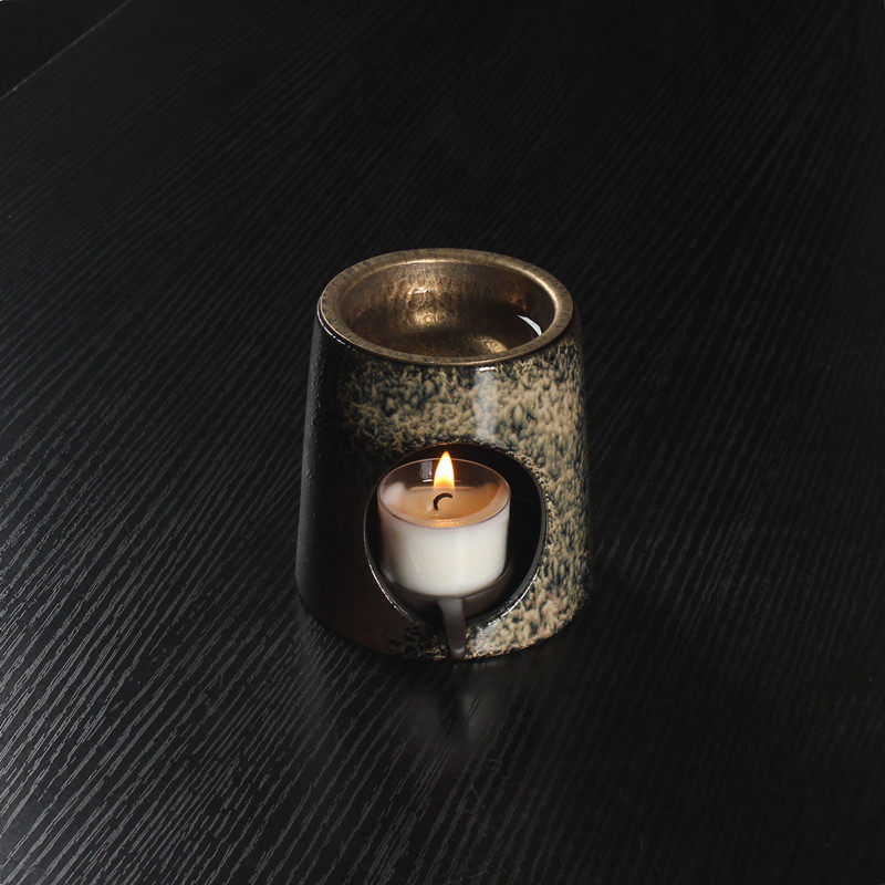 陶瓷窑变蜡烛加热熏香炉室内会所香熏灯铜碟子精油沉香粉扩提香器,家居饰品,灭烛剪,淘宝优惠券,粉丝福利购,淘宝优惠卷