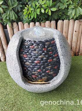 创意圆形石头石感喷泉流水家庭庭院流水工艺品流水摆件插电款-3