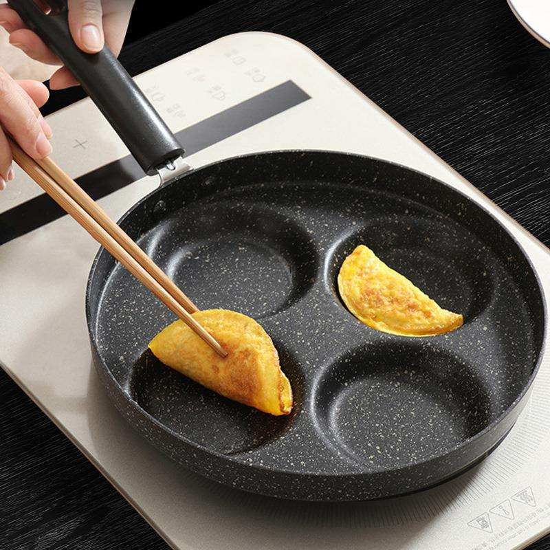 新款直销Y 煎蛋锅迷你四孔平底煎锅电池炉早餐锅蛋饺不粘锅煎饼模