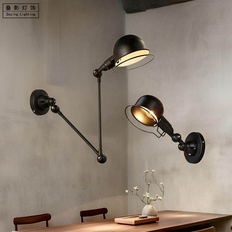 简约后现代轻奢个性双节摇臂铁艺壁灯床头书房过道走廊可折叠灯具