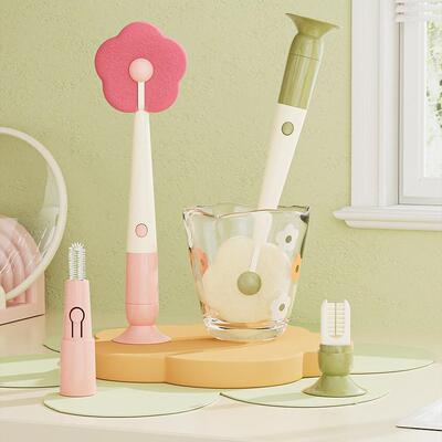 Suction Cup Flower Cup Brush, Water Bottle Cleaning Tool, Lo