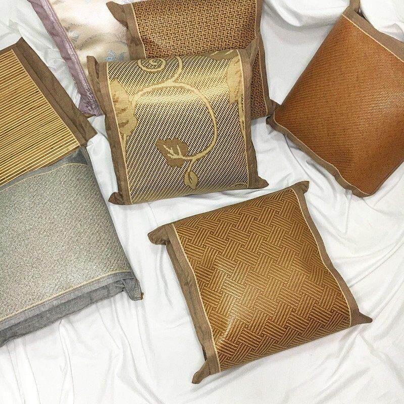 藤草靠垫套45X45抱枕芯夏季冰丝凉席正方形50X50套子定做图片