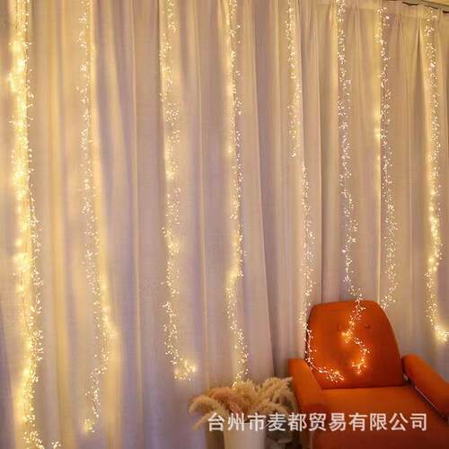 鞭炮窗帘灯铜线灯串2026新款热销圣诞节日led装饰氛围灯铜丝彩灯