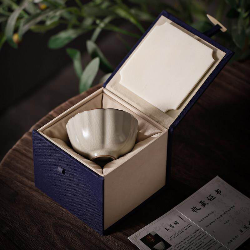 米黄汝窑主人杯单杯手工陶瓷开片冰裂釉杯个人品茗杯茶盏功夫茶具